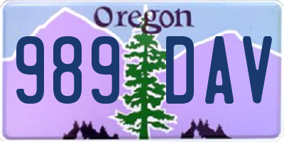 OR license plate 989DAV