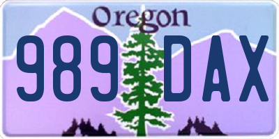 OR license plate 989DAX