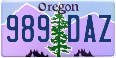 OR license plate 989DAZ