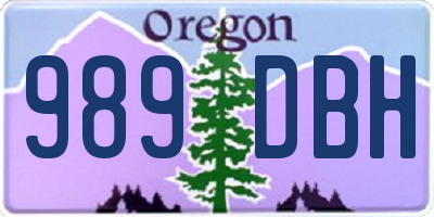 OR license plate 989DBH