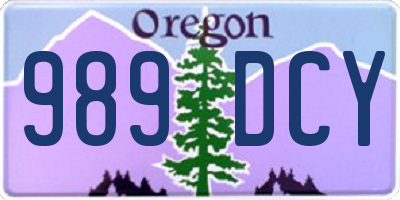 OR license plate 989DCY