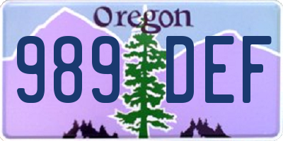 OR license plate 989DEF