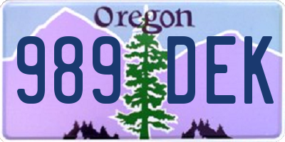 OR license plate 989DEK