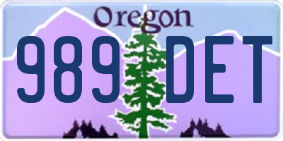 OR license plate 989DET