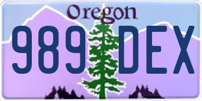 OR license plate 989DEX