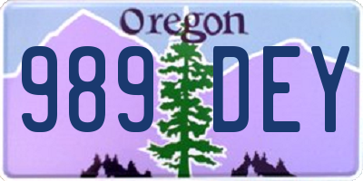 OR license plate 989DEY