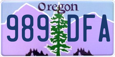 OR license plate 989DFA