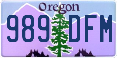 OR license plate 989DFM