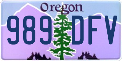 OR license plate 989DFV