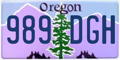 OR license plate 989DGH