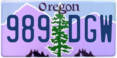 OR license plate 989DGW