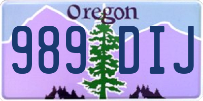 OR license plate 989DIJ