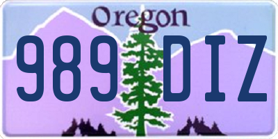 OR license plate 989DIZ