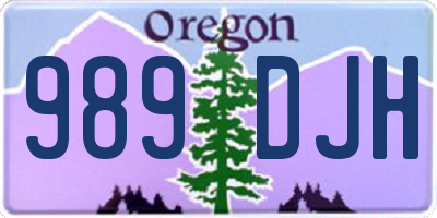 OR license plate 989DJH