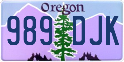 OR license plate 989DJK