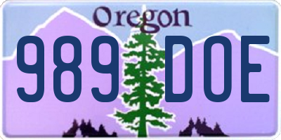 OR license plate 989DOE