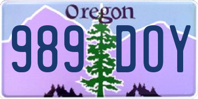 OR license plate 989DOY