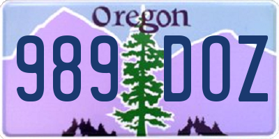 OR license plate 989DOZ