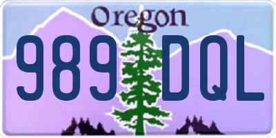 OR license plate 989DQL