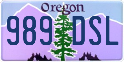 OR license plate 989DSL