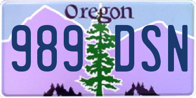 OR license plate 989DSN