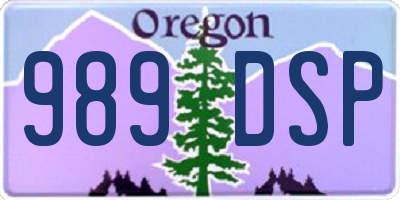 OR license plate 989DSP