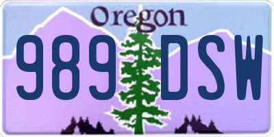 OR license plate 989DSW