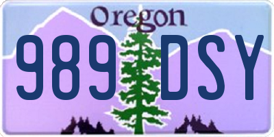 OR license plate 989DSY