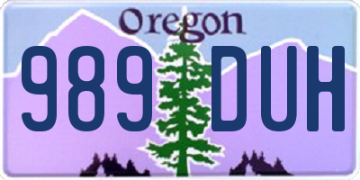 OR license plate 989DUH