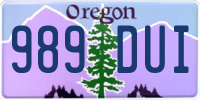OR license plate 989DUI