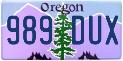 OR license plate 989DUX