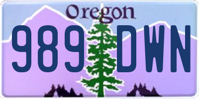 OR license plate 989DWN
