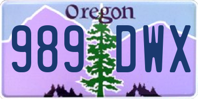 OR license plate 989DWX