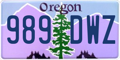 OR license plate 989DWZ