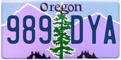 OR license plate 989DYA