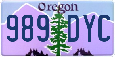 OR license plate 989DYC