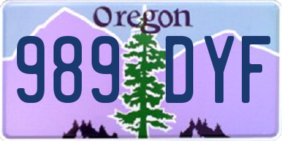OR license plate 989DYF