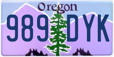 OR license plate 989DYK