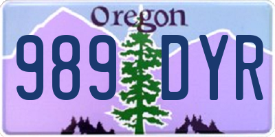OR license plate 989DYR
