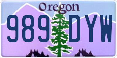 OR license plate 989DYW