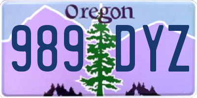 OR license plate 989DYZ