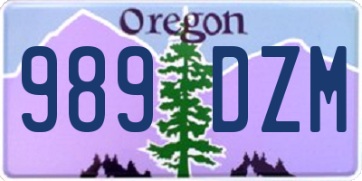OR license plate 989DZM