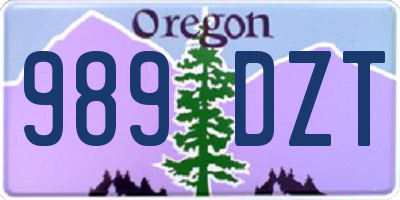 OR license plate 989DZT