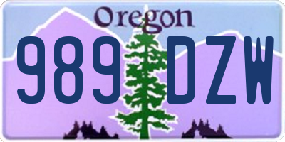 OR license plate 989DZW