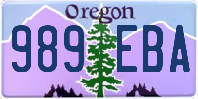 OR license plate 989EBA
