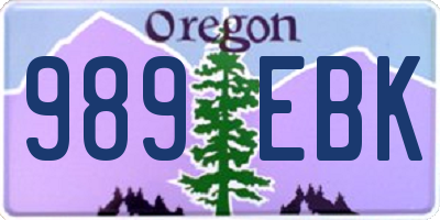 OR license plate 989EBK
