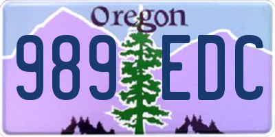 OR license plate 989EDC