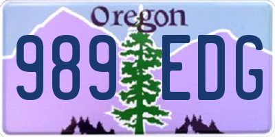 OR license plate 989EDG
