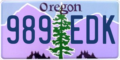 OR license plate 989EDK