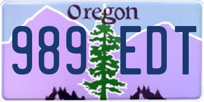 OR license plate 989EDT